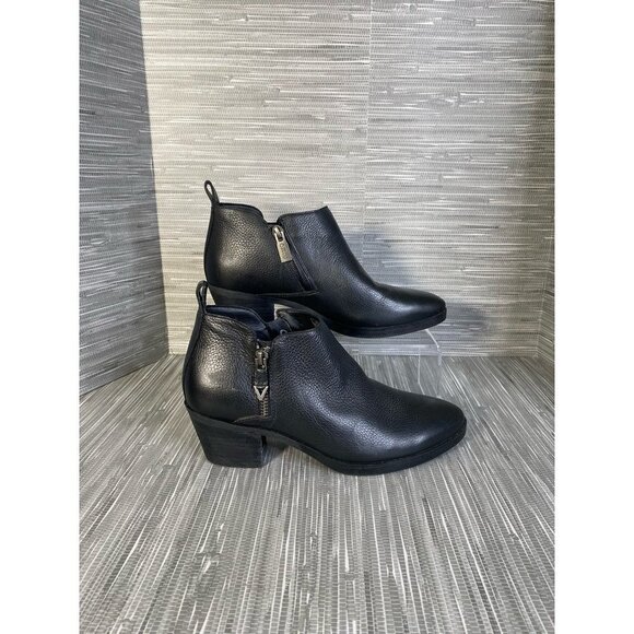 Vionic Womens Cecily‎ Ankle Boots Booties Black Leather Waterproof Zip 7 New - Picture 1 of 11